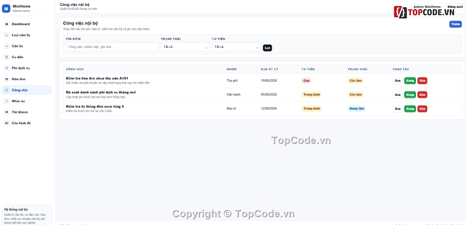 Quản Lý Khu Chung Cư,Website Quản Lý kho,Code Website Quản Lý